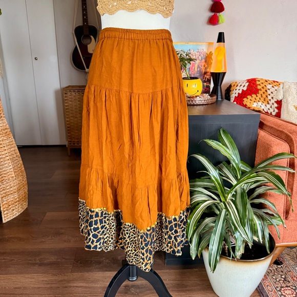 Dresses & Skirts - Boho Skirt/Dress with Leopard Print Hem